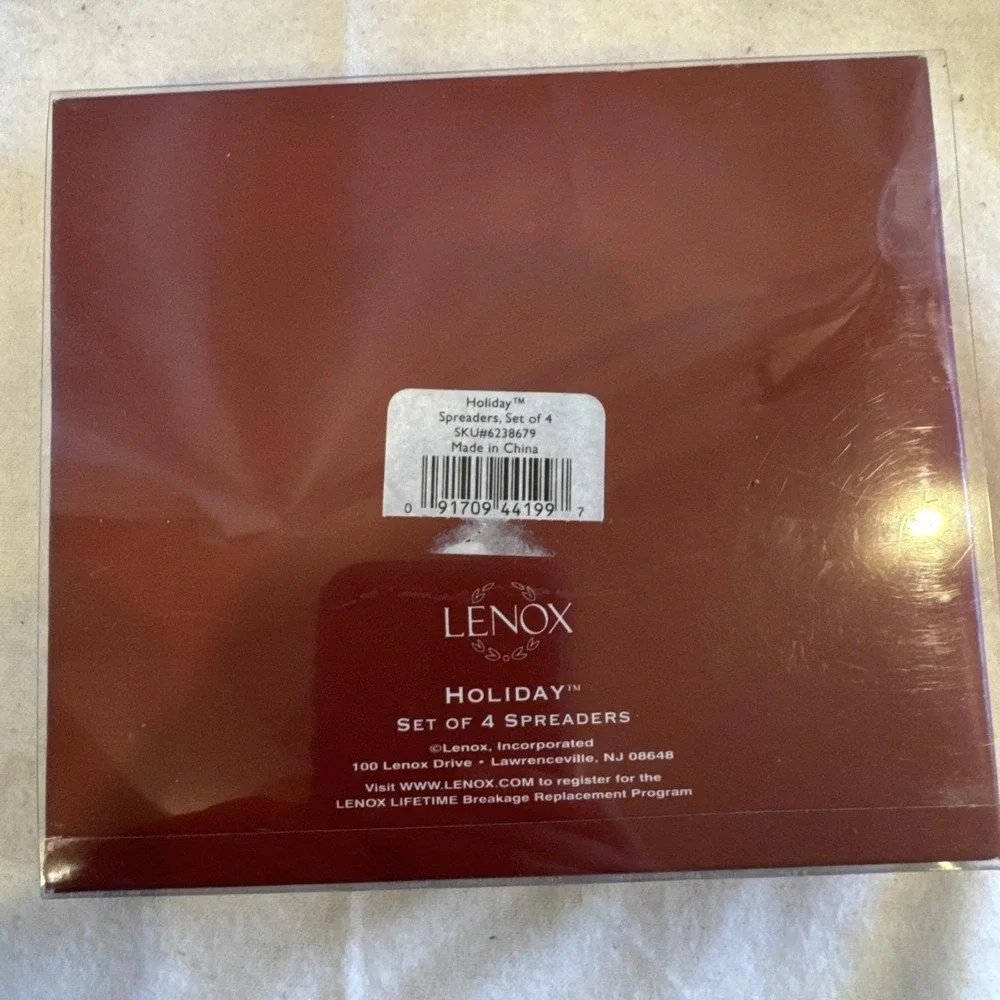 LENOX HOLIDAY Holly & Berry Butter Cheese Spreader Knives Knife Set of 4 Mint